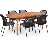 Gartenmöbel-Set "Madera & Burano" 7-tlg. 1 Tisch 180/240 x 100 cm, 6 Sessel, teak/anthrazi