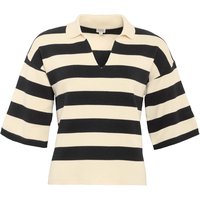 Living Crafts Bio-Damen-Strickpullover "ROMY" mit V-Ausschnitt, sandshell/black, Gr. L