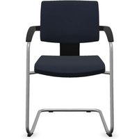 Profim Freischwinger "XENON" mit Armlehnen, stapelbar, silber, Stoff: blau