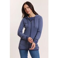 tranquillo Bio-Damen-Sweat-Strickjacke 'Nadjaa' mit warmer Kapuze, blue hearts, Gr. M