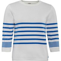 Living Crafts Bio-Damen-Strickpullover "ROMINA" mit 3/4-Arm, azure blue/white, Gr. L