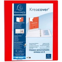 10 Exacompta Ringbücher "Kreacover", DIN A4 Maxi, 4 Ringe 40 mm, RB 64 mm, rot