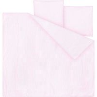 MELA Bio-Bettwäsche "MAJULI STRIPES" aus Perkal, 3-tlg., 240x220/80x80 cm, rose/natur – Ansicht 1