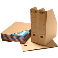 10 memo Stehsammler aus Recyclingkarton, naturbraun, für DIN A4, 7,5 cm breit – Ansicht 1