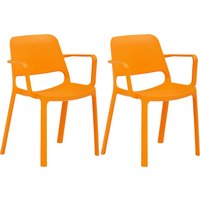 2x Besucherstuhl mit Armlehnen "2051" orange