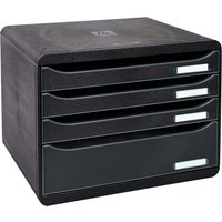 Exacompta Schubladenbox Big Box Plus "ECOBlack", DIN A4+quer, 4 Schubladen, schwarz