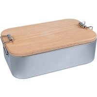 Lunchbox '2in1' aus Weißblech mit Buchenholzdeckel – Ansicht 1