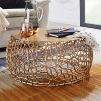 FineBuy Couchtisch Rund 66cm aus Aluminium & Metall, Design Wohnzimmertisch mit organischer AST-Struktur, Moderner Sofatisch, Beistelltisch Wohnzimmer