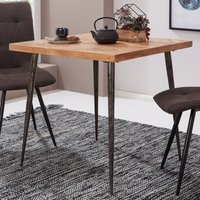 FineBuy Esstisch quadratisch 80 cm Akazie Massivholz für 4 Personen – Quadratischer Industrial Holztisch, Design Küchentisch massiv mit Metallbeinen, Esszimmert – Ansicht 1