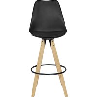 FineBuy 2er Set Barhocker Retro Design Stoff Holz mit Lehne, Design Barstuhl Retro Skandinavisch 2 Stück, Tresenhocker Sitzhöhe 77 cm
