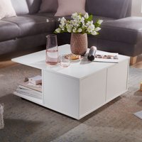 FineBuy Design Couchtisch 70x70 cm, Wohnzimmertisch mit 2 Schubladen, Sofatisch mit Rollen, Tisch mit 2 Fächern