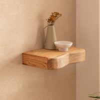 FineBuy Wandregal Akazie Massivholz mit Schublade - Design Regal für die Wand - Holz Wandboard mit Stauraum - Schwebendes Hängeregal aus Echtholz – Ansicht 1