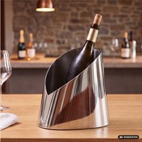 FineBuy Flaschenkühler 24,5cm Metall Silber - Geschwungener Design Weinkühler & Sektkühler - Ovaler Champagnerkühler für Küche Hausbar & Feiern, Getränkekühler 