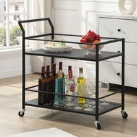 FineBuy Servierwagen Metall 79x45x83 cm mit Rollen & Bremsen, Küchenwagen 2 Ebenen, Barwagen & Rollwagen Multifunktional Modern, Beistellwagen für Küche, Esszim
