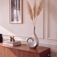 FineBuy Deko Vase 47 cm Aluminium Spirale Blumenvase Modern Klein, Dekovase Extravagant für Blumen, Alu Tischvase Wohndeko Tischdeko Handgefertigt