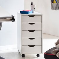 FineBuy Kinder Rollcontainer 33 x 64 x 38 cm Holz 5 Schubladen, Moderner Schubladencontainer mit Rollen, Standcontainer Bürocontainer, Rollwagen Kinderzimmer, C – Ansicht 1