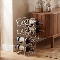 FineBuy Weinregal 47cm Silber Design Flaschenregal Metall - Flaschenhalter stehend für 11 Flaschen - Weinständer Modern Flaschenständer Handmade – Ansicht 1