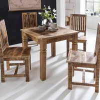 FineBuy Esstisch quadratisch 80 cm Mango Massivholz – Quadratischer Holztisch im Landhausstil, Design Esszimmertisch massiv, Küchentisch für 4 Personen, kleiner – Ansicht 1
