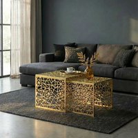 FineBuy 2er Set Couchtisch Aluminium - Design Beistelltisch Set - Metalltisch Wohnzimmertisch modern Alu - Sofatisch rechteckig Metall - Loungetisch Set Satztis – Ansicht 1