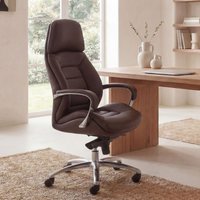 FineBuy Designer Bürostuhl Bezug Echtleder Schreibtischstuhl bis 120 kg, XXL Design Chefsessel höhenverstellbar, Drehstuhl ergonomisch mit Armlehnen & hoher Rüc