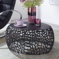 FineBuy Couchtisch Rund 66cm aus Aluminium & Metall, Design Wohnzimmertisch mit organischer AST-Struktur, Moderner Sofatisch, Beistelltisch Wohnzimmer – Ansicht 1