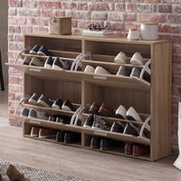 FineBuy Schuhkipper 120 x 81 x 24 cm mit 4 Klappen für bis zu 24 Paar Schuhe, Flur Schuhschrank, Schuhkommode, Schuhregal – Ansicht 1