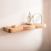 FineBuy Wandregal Akazie Massivholz mit Schublade - Design Regal für die Wand - Holz Wandboard mit Stauraum - Schwebendes Hängeregal aus Echtholz