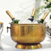 FineBuy Sektkühler - Hammerschlag Champagnerkühler & Flaschenkühler XXL 37cm für bis zu 6 Flaschen Champagner, Wein, Sekt, Bier - Getränkekühler Eiskübel, Eisei