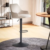FineBuy Barhocker Samt Hocker mit Lehne 86 - 106 cm, Küchenhocker Höhenverstellbar Modern 100 kg, Barstuhl Tresenhocker mit Metall-Trompetenfuß, Bistrohocker Ge