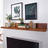 FineBuy Wandregal Massivholz Sheesham Holzregal Landhausstil Hängeregal Wandboard Naturprodukt Regal Größe wählbar