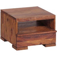 FineBuy Nachttisch Massivholz mit Schublade & Ablagefach – Flache Landhaus Nachtkommode für Schlafzimmer, Nachtkästchen mit Stauraum für Futon Betten – 40x40x30 – Ansicht 1