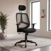 FineBuy Bürostuhl Chefsessel Schreibtischstuhl Drehstuhl Bürosessel mit Armlehnen & Kopfstütze 120 kg X-XL