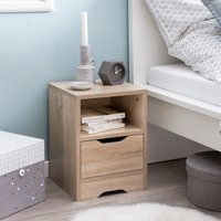 FineBuy Nachtkonsole SV51475 31x43x31 cm 1 Schublade und Ablagefach, Nachtkommode mit Stauraum, Nachttisch Schlicht Modern, Nachtschränkchen Klein, Bettkommode 