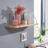 FineBuy Wandregal Mango Massivholz / Metall Hängeregal Industrial, Design Schweberegal, Regal Hängend Wohnzimmer, Bücherregal Wand