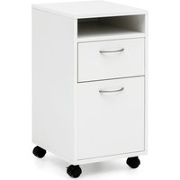 FineBuy Rollcontainer 33x63x38 cm Schreibtisch-Unterschrank Holz, Roll-Kommode Modern, Bürocontainer Schubladenschrank mit Tür, Kleiner Schreibtischschrank mit  – Ansicht 1