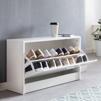 FineBuy Schuhbank SPLIT mit Sitzfläche Schuhkipper Holz 80 x 47 x 24 cm, Flurbank klein geschlossen, Sitzbank schmal Flur mit Stauraum, Schuhschrank einzeln Gar