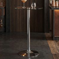 FineBuy Stehtisch 60x60x105 cm Rund Bartisch Sicherheitsglas Bistrotisch Silber, Moderner Tisch für Bar, Design Partytisch Metall, Hochtisch Messetisch Chrom – Ansicht 1