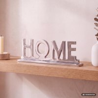 FineBuy Home Deko Schriftzug Design Wohnzimmer Ess-Tisch- Dekoration Wohnung Alu Aluminium Wohndeko Silber 22 cm