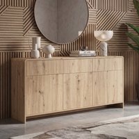 FineBuy Sideboard Eiche Dekor 155cm - Kommode mit 3 Türen und 3 Schubladen - Design Anrichte Grifflos Push to Open Modern – Ansicht 1