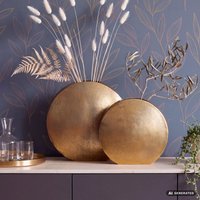 FineBuy Deko Vase 2er Set Aluminium Blumenvase Modern, Dekovase Rund 2-teilig für Blumen, Alu Tischvase Wohndeko Metall Tischdeko Handgefertigt