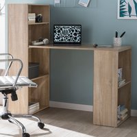 FineBuy Schreibtisch mit Regal 120x120x53 cm Holz Modern, Schreibtischregal Ablagefächer PC Tisch, Computertisch mit Ablage, Design Tisch Büro mit Aufbewahrung