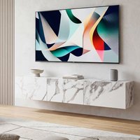 FineBuy Lowboard Hängend Marmor-Optik 160x30x30 cm TV-Schrank, Design Fernsehtisch mit Klapptüren Modern, Fernsehschrank Wand, TV-Kommode Fernsehkommode zum Auf – Ansicht 1