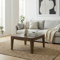 FineBuy Couchtisch 60cm Massivholz Mango Walnuss Finish - Wohnzimmertisch Quadratisch - Sofatisch Modern Holz - Design Wohnzimmer Tisch Beistelltisch Handmade