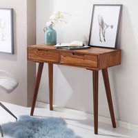 FineBuy Konsolentisch FB51402 90 x 76 x 36 cm Sheesham Massivholz mit Schubladen, Design Holz Anrichte Konsole massiv, Kleiner Landhaus Schreibtisch Flurtisch,  – Ansicht 1