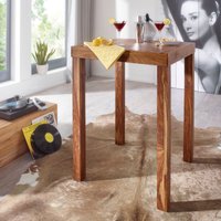 FineBuy Bartisch Massivholz Sheesham 80 x 80 x 110 cm Bistro-Tisch modern Landhaus-Stil Steh-Tisch quadratisch dunkel-braun Natur-Produkt Massiv-Holz-Möbel Haus