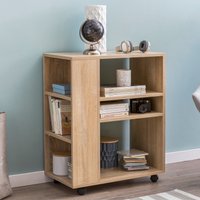 FineBuy Regal 60x35x75 cm Regalwagen mit Rollen Holz, Schmales Küchen-Regal, Telefontisch Rollwagen Modern, Bücher-Regal schmal Standcontainer Hoch