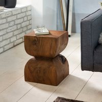 FineBuy Beistelltisch FB43540 Sheesham Vollholz 30x45x30cm Rustikaler Deko-Tisch, Blumentisch Holztisch Klein, Sofa Anstelltisch Braun| Kleiner Echtholz Tisch, 