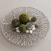 FineBuy Dekoschale Rund Schale Metall 44cm Tischdeko - Moderne Metallschale mit Fuß aus Aluminium - Elegante Aluschale - Alu Dekoteller Obstschale Handmade