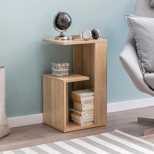 FineBuy Beistelltisch 35x61x30 cm Holz Design Anstelltisch Sofa, Couchtisch klein modern, Kleiner Wohnzimmertisch eckig, Sofatisch Ablagetisch hoch, Schmaler Ti
