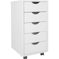 FineBuy Kinder Rollcontainer 33 x 64 x 38 cm Holz 5 Schubladen, Moderner Schubladencontainer mit Rollen, Standcontainer Bürocontainer, Rollwagen Kinderzimmer, C